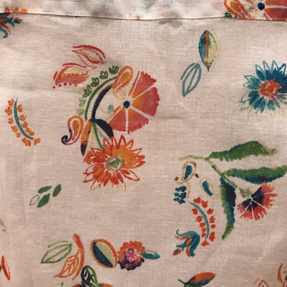 J Jill Love Linen Sleeveless Blouse Size XS Oversized White Floral Button Up - Picture 13 of 16